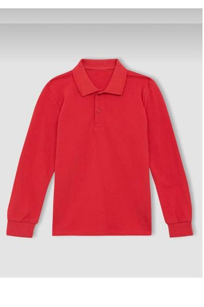 FERRY BUTİK Unisex Adult Long Sleeve Lacos Polo Collar School T-Shirt