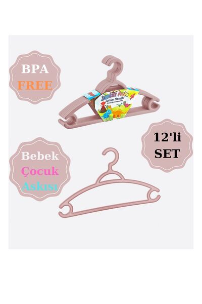 PONÇİK STORE 12 Adet Junior Kıyafet Askısı , Bebek Kıyafet Askısı