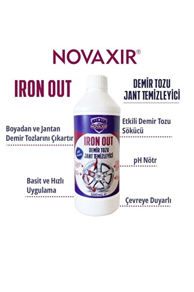 novaxir Iron-out Demir Tozu Jant Temizleyici, Ph Nötr, 500 ml Nvır500, Konsantre, Yüksek Kalite