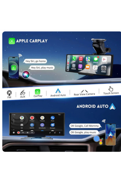 Teknoloji Gelsin Carplay Apple Android Uyumlu 10.2 İnç Büyük Ekran Tak Çalıştır 4K Ön/Arka Çift Kameralı Araç Ekranı