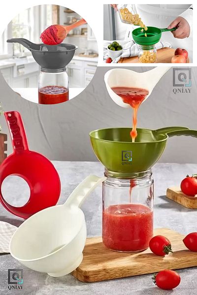 QNİAY Organic Seasonal Plastic Canning with Handle - Jar Funnel, Paste Jam, Tomato Filling Funnel