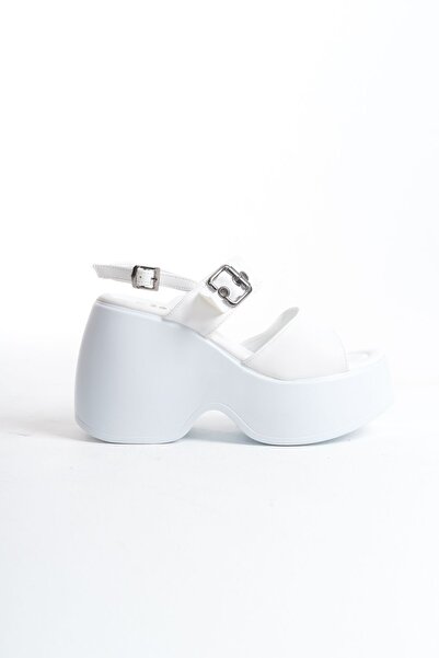 Limeo Білі високі підбори з подвійною пряжкою, подвійною стрічкою, відкритим носком, літні жіночі сандалі