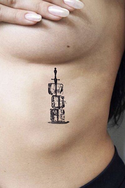 BiWini Kılıç Buz Küpleri Göğüsarası Sırt Bacak Kasık Geçici Dövme Tattoo