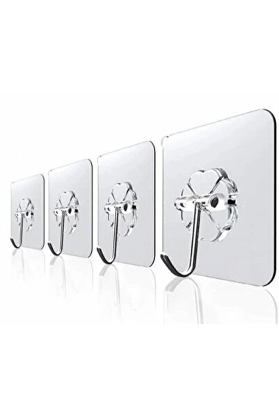 Hilamingo Home 12'li Şeffaf Güçlü Kendinden Yapışkanlı Kancalı Duvar Kapı Askısı Elbise Kıyafet Şapka Mont Askısı