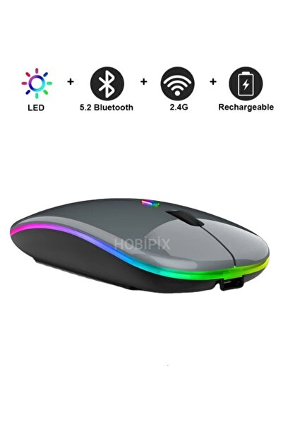 HOBİPİX Kablosuz Wireless 4 Tuşlu Rgb Işıklı Sessiz Mouse