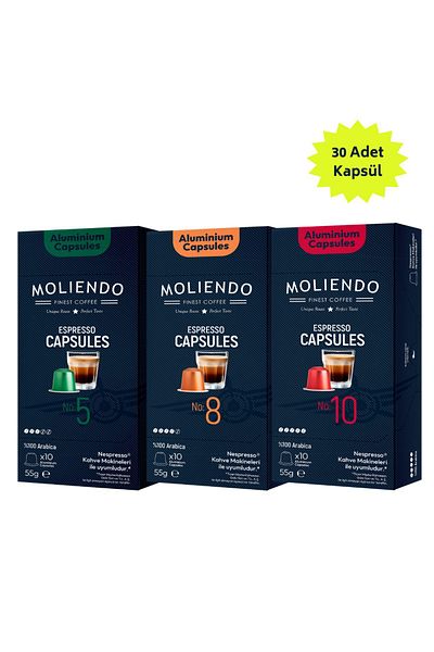 Moliendo Finest Coffee حزمة القهوة المصنوعة من الألومنيوم (30 قطعة من القهوة المصنوعة من الألومنيوم المتوافقة مع نسبرسو)