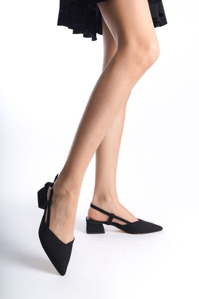 Limeo Black Low Thick Heeled Side Buckle Women's Evening Dress Classic Heeled Shoes