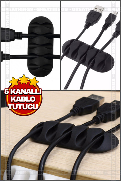 Greathings 1 Adet Masa Kenarı 5 Kanallı Kablo Tutucu Kablo Tutucu Düzenleyici Fiş Tutucu Kablo Sabitleyici