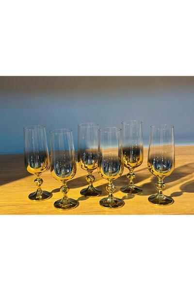 decovien BOHEMİA CRYSTAL 6 Lı TİTANYUM KAPLAMA KRİSTAL KAHVE YANI
