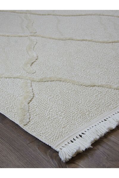 KASHE HALI 9002 Kulis /beyaz Halı / Iskandinav Halı /antre Halısı / Oturma Odası Halısı / Jüt Halı