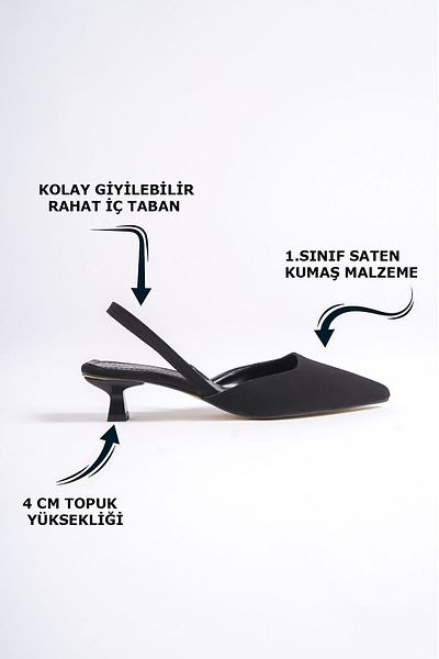 Limeo Rochie de seară pentru femei, neagră, cu toc subțire, elastic lateral, pantofi clasici cu toc