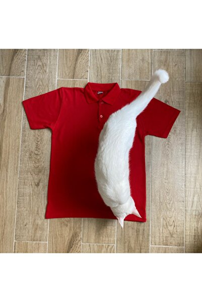 BİLGENS BUTİK Tricou școlar unisex roșu cu mânecă scurtă, 100% bumbac