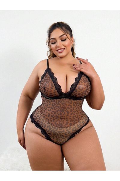 my cherie Σετ πλυντηρίου ρούχων Leopard Printed Lace Plus Size