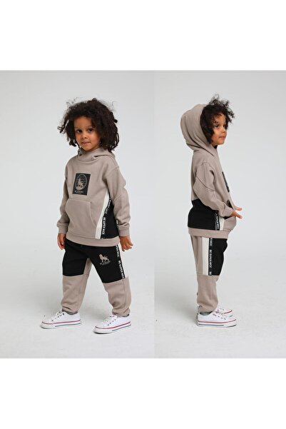 Jack Lions Boy's Cotton Kangaroo Pocket Hooded Three Thread Tracksuit Set