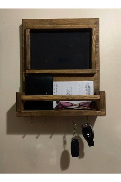 MSAĞWOODS Natural Wood Aa Solid Panel Key Hanger Blackboard Note Board Door Front-Chalk Board-Nameplate