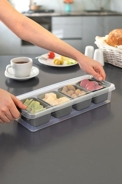 BRAMBLE LIFE Maxi Luxury 4 Compartment Anthracite Breakfast Storage Set - 1 Piece