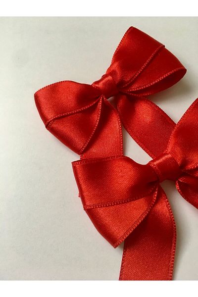 Almila Aksesuar 23 April Red Satin Bow Buckle (2 Pieces)