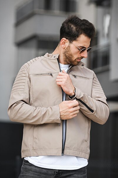 Oksit Ανδρικό παλτό Abuja Stand Collar Slim Fit με λεπτομέρεια με φερμουάρ και αδιάβροχο