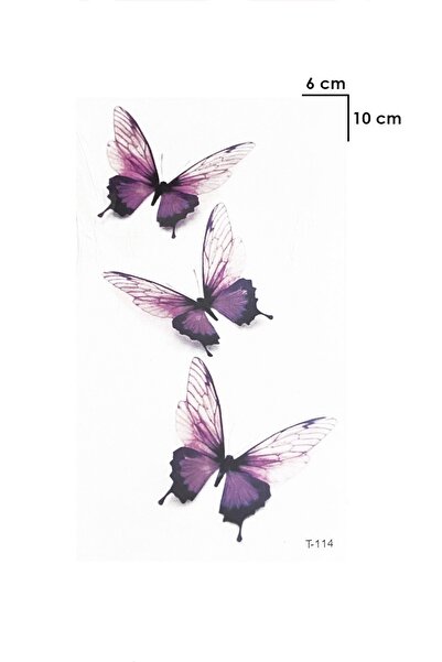 Hilvera 3 Boyutlu Mini Renkli Kelebek Göğüs Geçici Dövme Tattoo