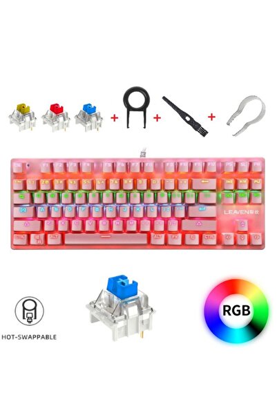 ATAsoft ELEKTRONİK Since 2021 K550 Rgb Pembe K550 Mekanik Gaming Oyuncu Klavyesi