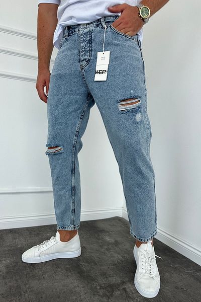 MADZEYMODA Ανδρικό τζιν Boyfriend New Season με σκισμένη λεπτομέρεια