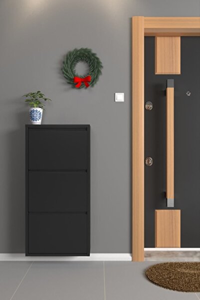 formood Üçlü Metal Ayakkabılık Siyah