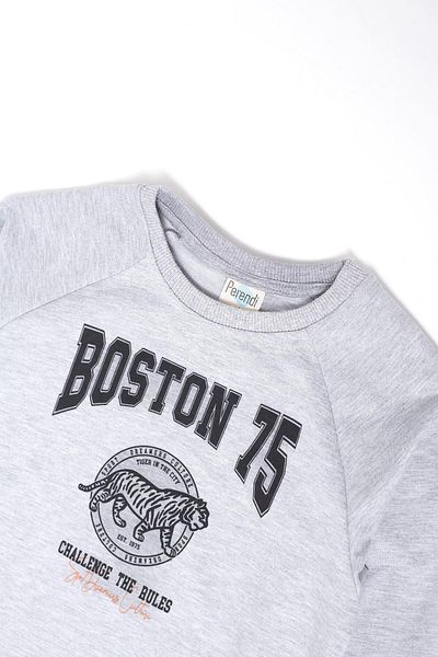 Perendi Boston Printed Boy's Sweatshirt Grey Melange