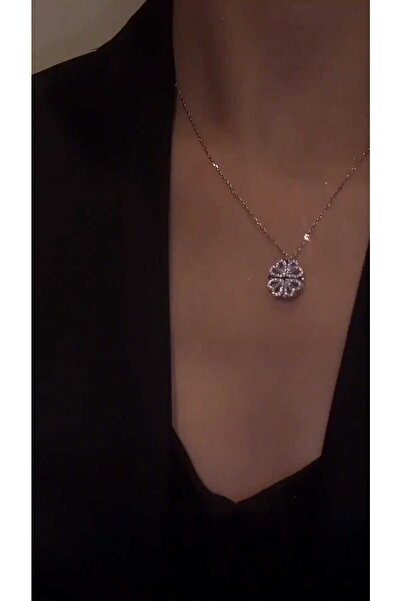 biralışveriş Açılan Kalp Yonca Model Paslanmaz Çelik Kolye