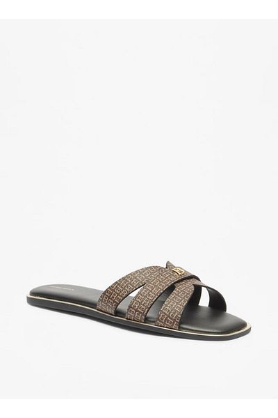 Flora Bella by Shoexpress Flora Bella Monogram Print Slip-On Sandals