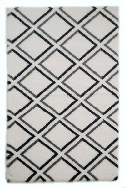 Prizma 2-Piece Non-Slip and Marble Bathroom Rug and Mat - Washable (60X100) (50X60) |   Checkered