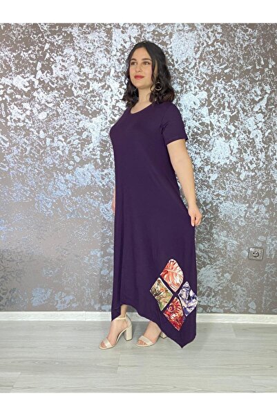 HÜLYA BUTİK Asymmetrisches Pflaumenkleid - Lackierter Rock