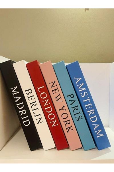 CREARTHOME 6 City Decorative Book Box - 30X20X4 cm