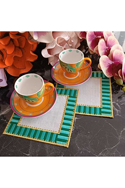 LASETU منديل كوكتيل منقوش باللون الأخضر من بيب ستوديو - قطعتين