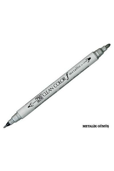 Zig Clean Color F Metallic Tcs-8000 102 Silver Double Sided Pen