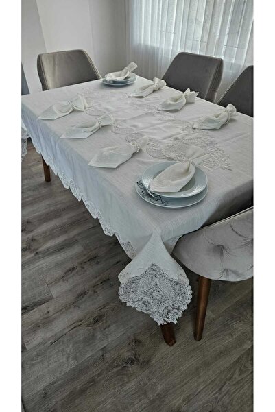 ZESA HOME Față de masă de lux Gardenia din in - 12 persoane, 26 piese, model ...