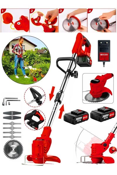 Graizer Trex 2 Akülü 21 V Ot Çim Çalı Diken Biçme Tırpanı Teleskopik Uzatmalı