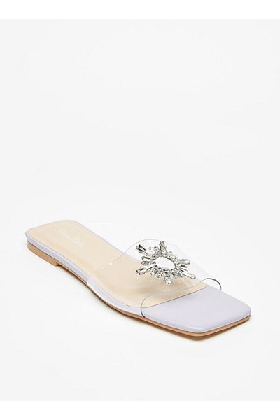 Flora Bella by Shoexpress Flora Bella Embellished Slip-On Flat Sandals