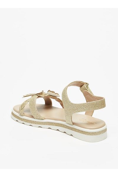 Flora Bella by Shoexpress Glittered Butterfly Applique Cross-Strap Sandals with Hook and Loop Closure