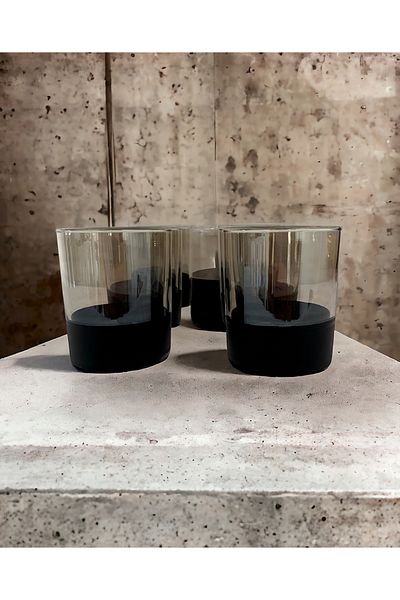 gkzglass home dekor New Year Liberty 6-Piece Smoked Dark Glass Soft Drink Glass Set
