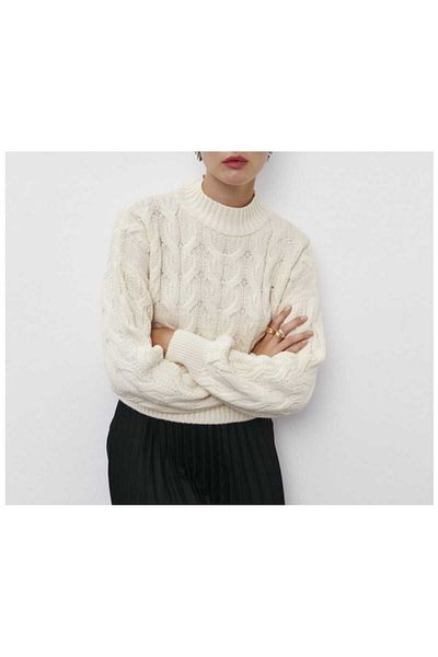 Bracha Jumătate de gât țesut - Pulover confortabil din tricotaj cu model jacquard