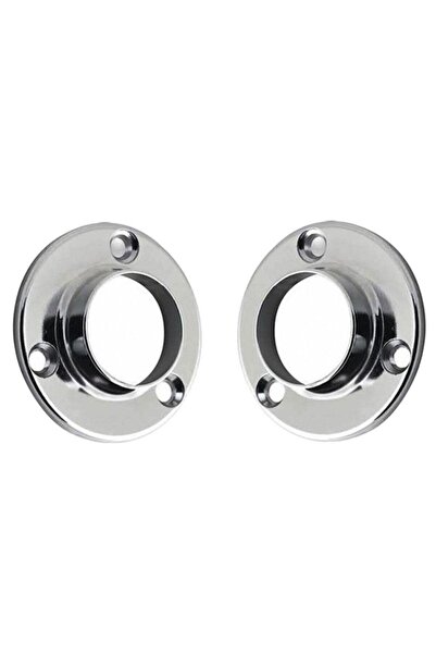 Badem10 Mobilya Boru Askı Flanşı Krom Daire Dolap Içi Gardırop Elbise Askı Borusu Aparatı Elemanı (2 ADET)