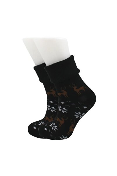 KARDEŞLER ÇORAP Pack of 6 Colorful Deer Patterned Women's Curly Towel Socks