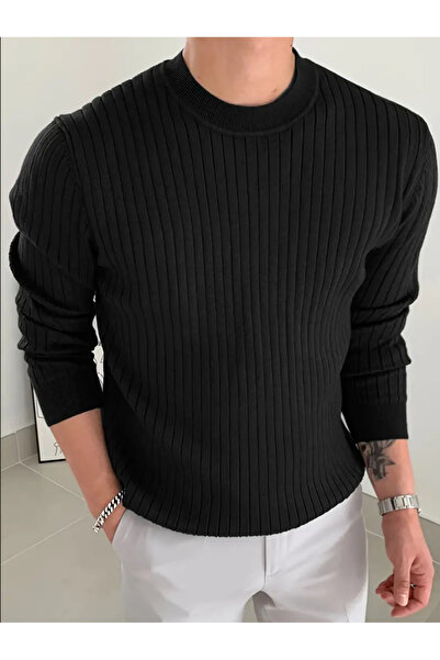 Tarz Cool Ανδρικό πλεκτό πουλόβερ με λαιμόκοψη με λεπτή εφαρμογή