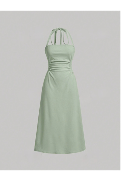 Dressco Meryem - Boyundan Bağlamalı Drapeli Midi Elbise