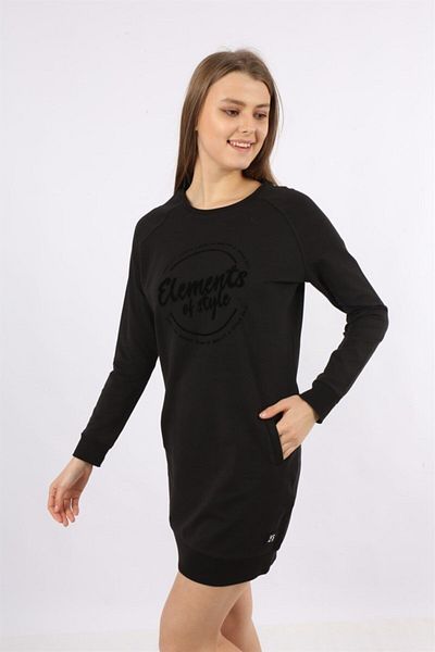 Banadamoda Black Long Sleeve Crew Neck Tunic