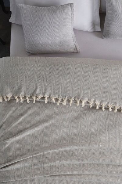 LADYNİL Çift Kişilik Natural Yatak Örtüsü Gri 210x240