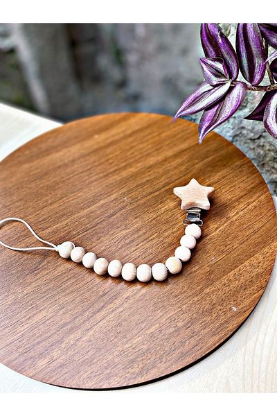 Tarçın Atölye Pacifier Strap - Wooden Pacifier Clips - Natural Pacifier Chain
