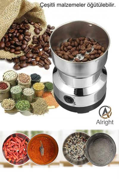 Alright Mini Boy Kahve ve Baharat Öğütme Cihazı Elektrikli Kahve Değirmeni Ba...
