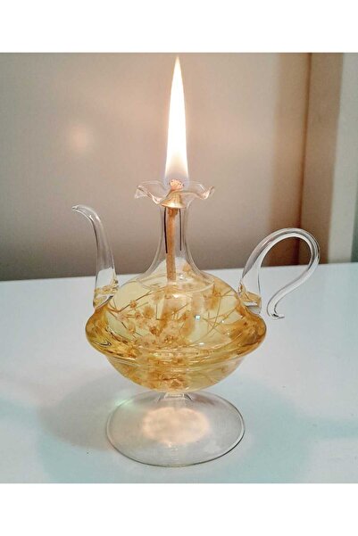 LEYLA CAM SANATLARI CAM ÜFLEME KANDİL ALAADDİN MODEL BEYAZ ÇİÇEKLİ