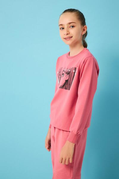 Perendi City Of Printed Girl's Sweatshirt Dusty Rose